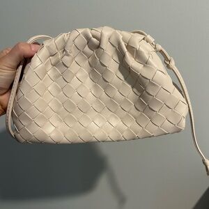 Elegant Cream Woven Clutch